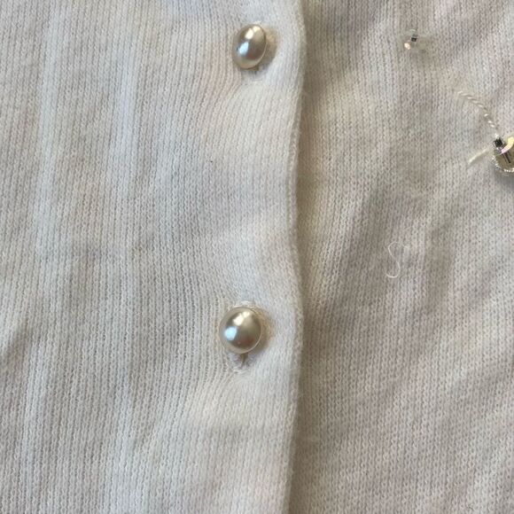 Penrose Vintage Cardigan Sweater Beaded White - Picture 4 of 6